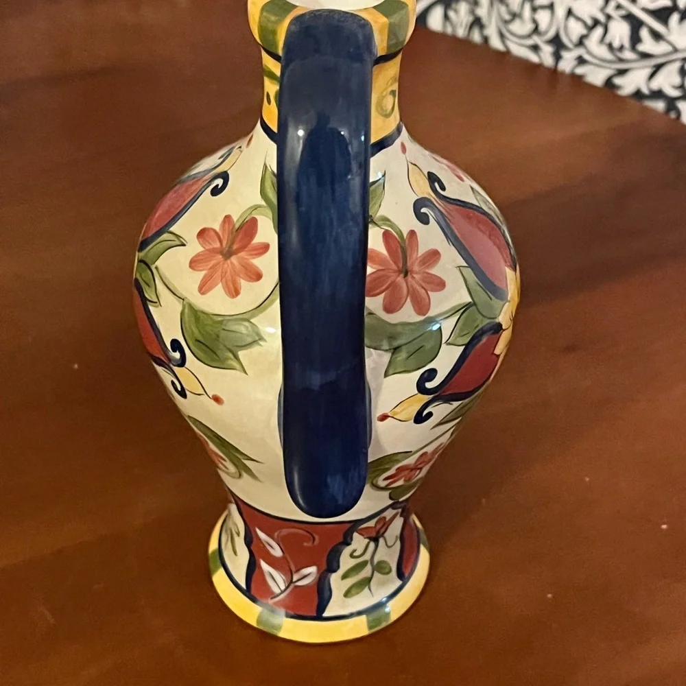 Pier 1 Imports Vallarta Handpainted Mediterranean Oil Dipenser Cruet 8.25